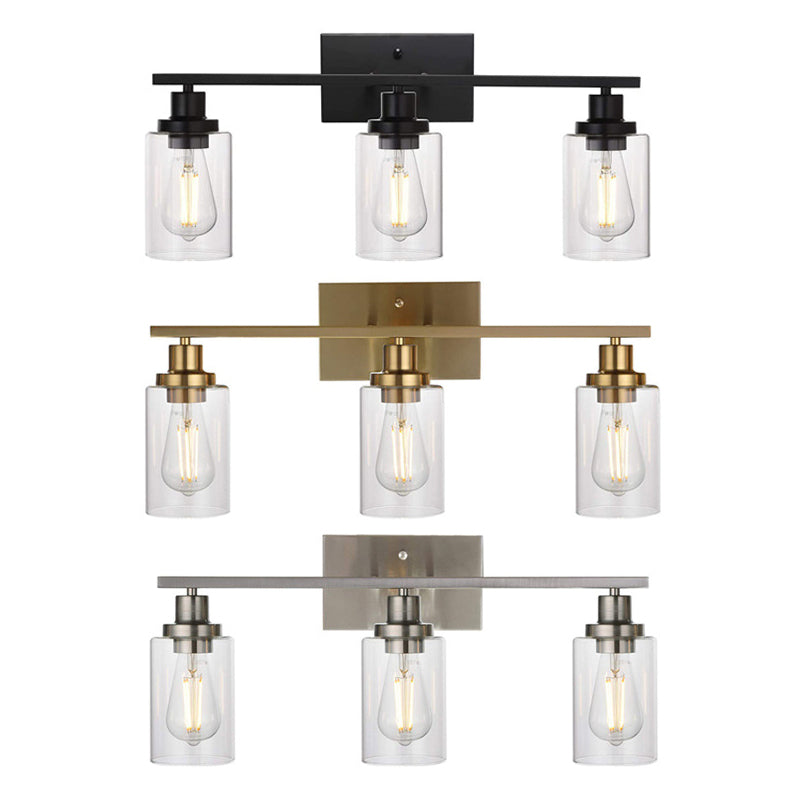 3-Licht-Zylinder Waschtischwandleuchten Retro Industrial Style Glass Waschtisch Licht