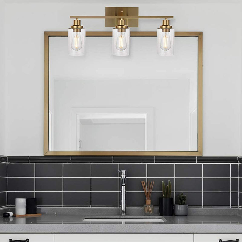 3-Licht-Zylinder Waschtischwandleuchten Retro Industrial Style Glass Waschtisch Licht