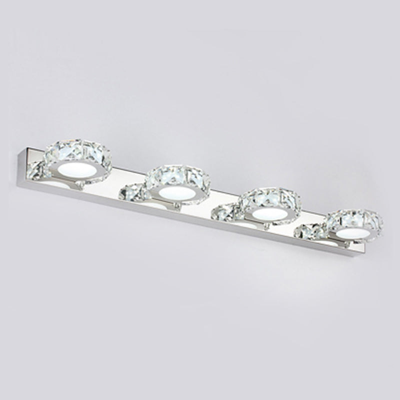 Circle Vanity Wall Light Fixtures Modern Minimalist Style Crystal Vanity Light