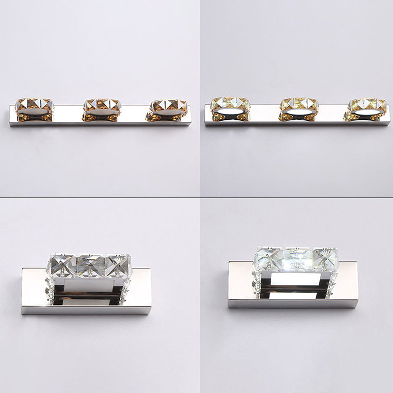 Circle Vanity Wall Light Fixtures Modern Minimalist Style Crystal Vanity Light