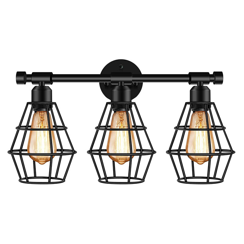 Cage Shade Vanity Wall Light RETRO Style Industrial Metal 3 Light Vanity Light