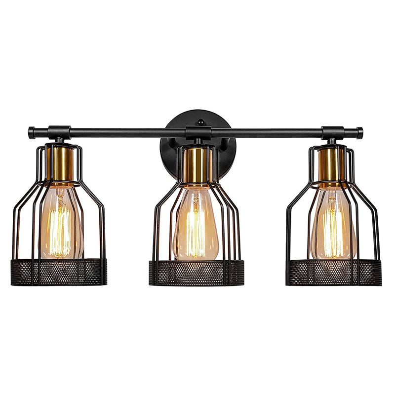 Cage Shade Vanity Wall Light RETRO Style Industrial Metal 3 Light Vanity Light