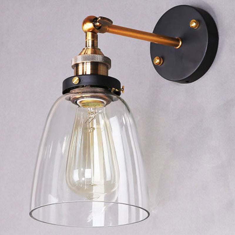 Oval Vanity Wall Light Fixtures Retro Industrial Style Glass Single  Vanity Light