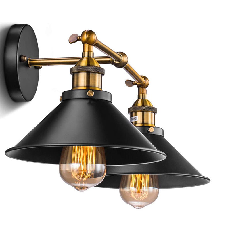 Konischer Schatten Waschtisch Wandleuchte Retro Industrial Style Metal 2 Licht Waschtischlicht