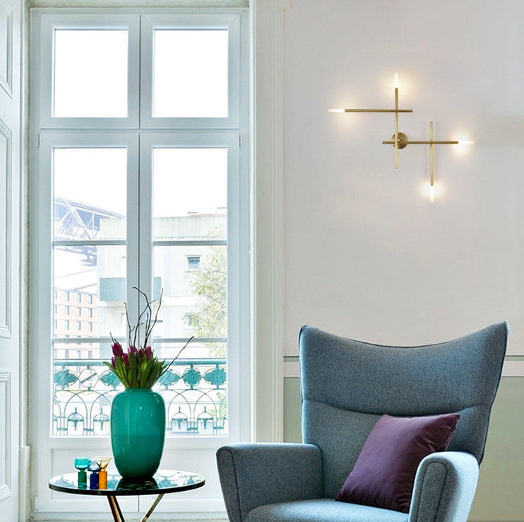 Modern Simplicity Wall Mounted Light Creative Crisscross in Gold Finish Sconce Light for Bedroom