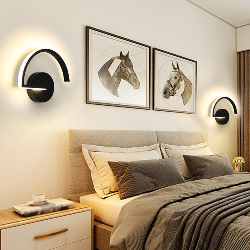Nordic Fashion Wall Mount Lamp LED Metal Semicircle Sconce Light for Bedroom Living Room