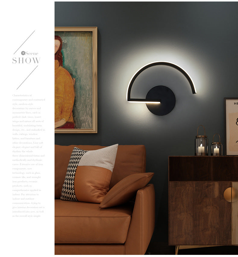 Nordic Fashion Wall Mount Lamp LED Metal Semicircle Sconce Light for Bedroom Living Room