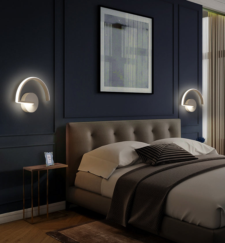 Nordic Fashion Wall Mount Lamp LED Metal Semicircle Sconce Light for Bedroom Living Room