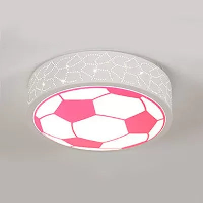 Plafoniera da calcio piatta in metallo, camera da letto per bambini, bagno, sport, luce creativa da incasso