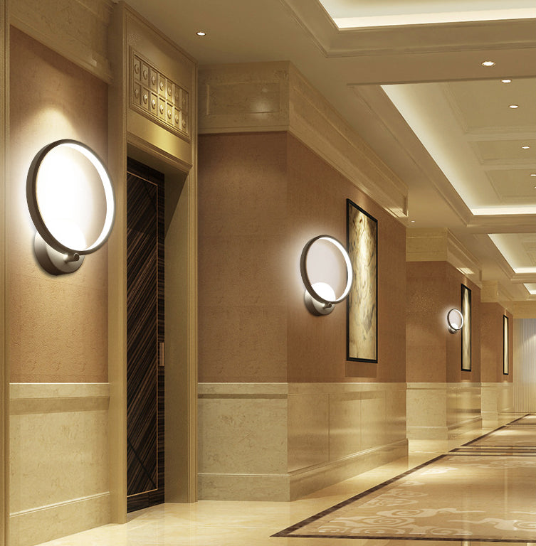Contemporary LED Sconce Light Fixture Creative Metal Circle Shade Wall Lamp for Bedroom