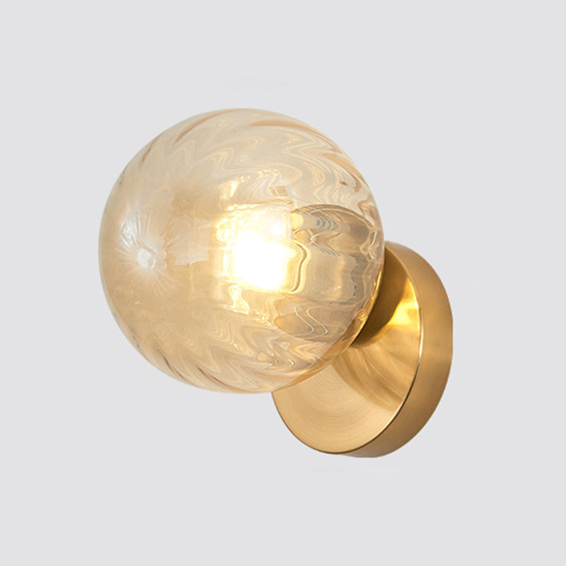 Modern Simplicity Wall Sconce 1 Light Metal Wall Lamp with Glass Ball Shade