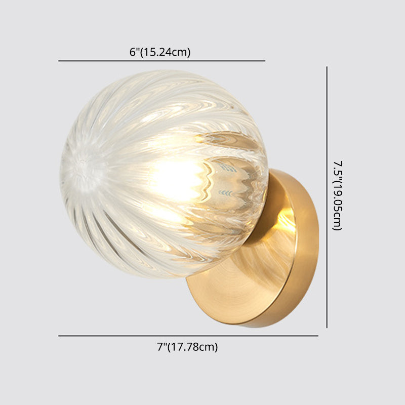 Modern Simplicity Wall Sconce 1 Light Metal Wall Lamp with Glass Ball Shade