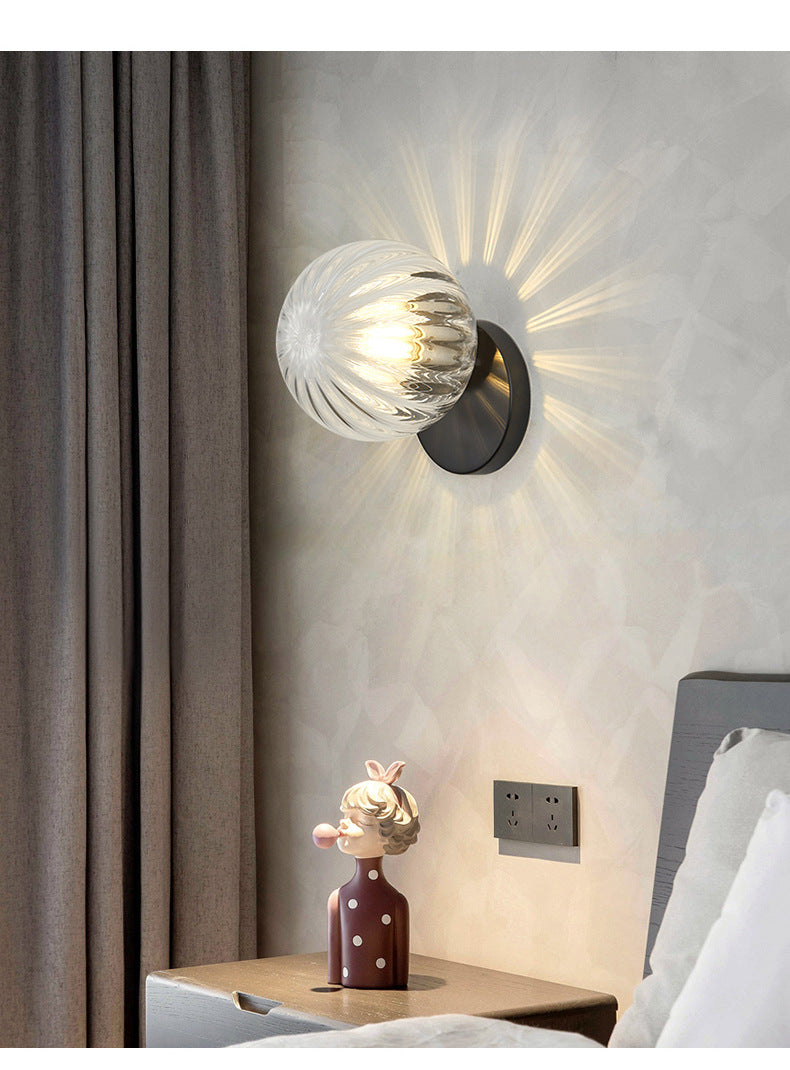 Modern Simplicity Wall Sconce 1 Light Metal Wall Lamp with Glass Ball Shade