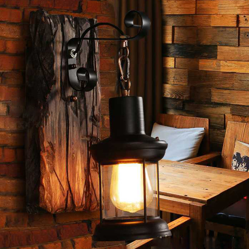 Loft Industrial Style Wall Mounted Light Wooden Wall Lighting Ideas for Corridor Restaurant