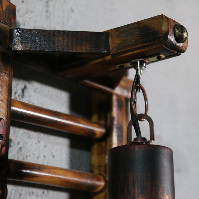 Retro Rustic Style Wall Lighting Ideas Bamboo Hanging Board Suspended Wall Sconce for Attic Tearoom