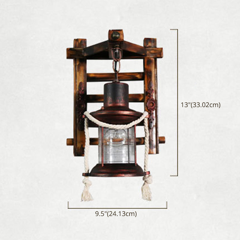 Retro Rustic Style Wall Lighting Ideas Bamboo Hanging Board Suspended Wall Sconce for Attic Tearoom