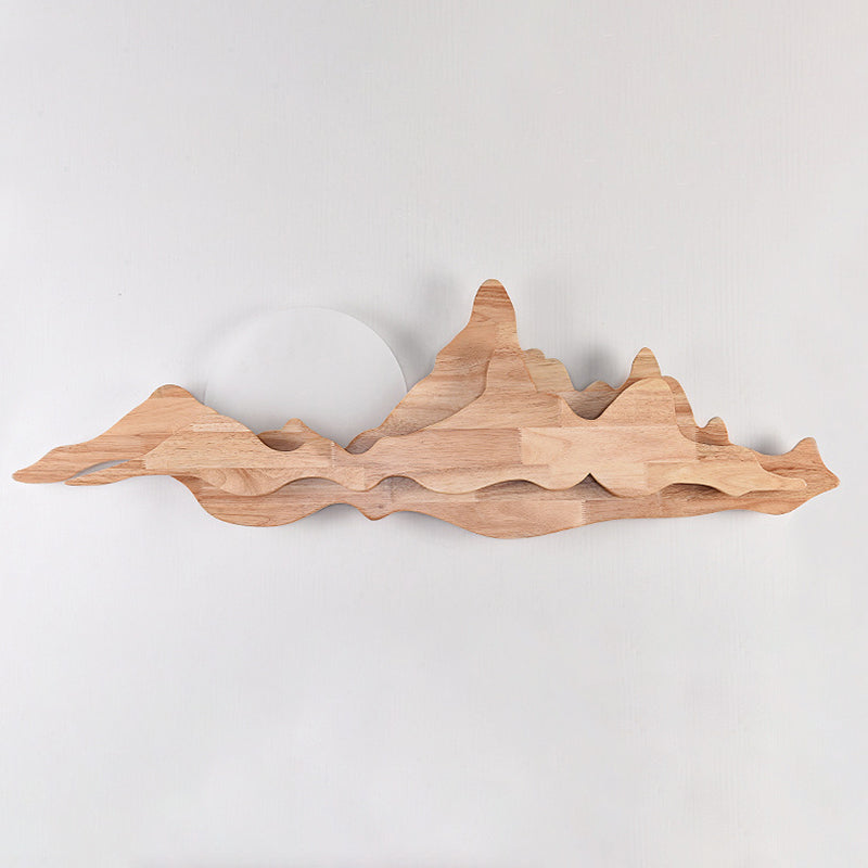 Applique murale en bois de Style chinois, idées d'éclairage en forme de montagne et de lune pour le salon