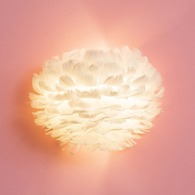 Nordic Simple Feather Sconce Light 1 light Romantic Wall Lamp for Bedroom