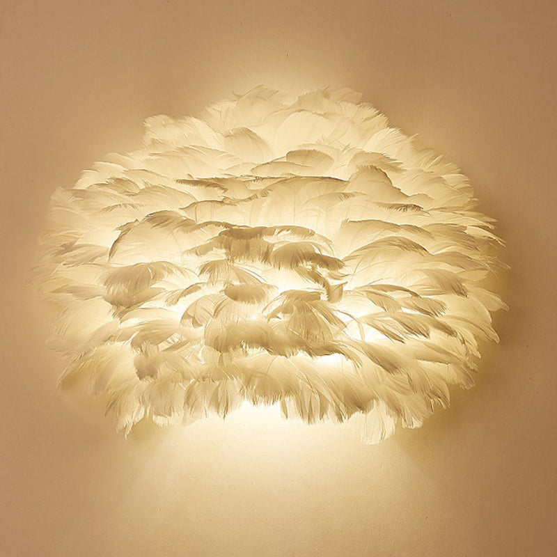 Nordic Simple Feather Sconce Light 1 light Romantic Wall Lamp for Bedroom