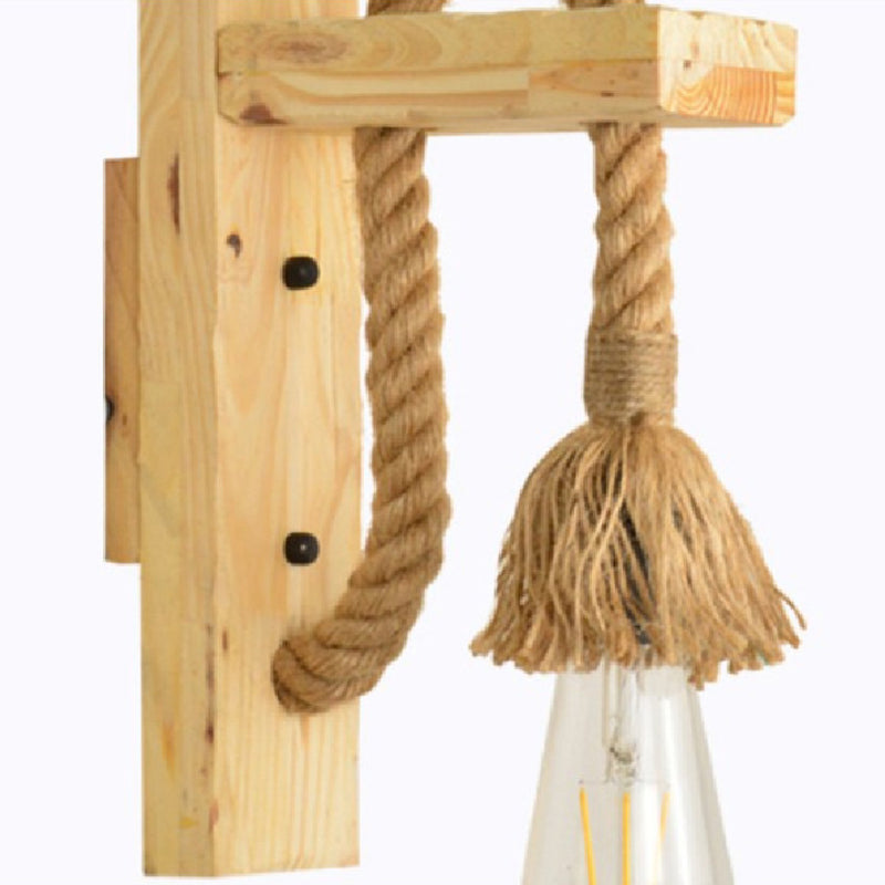 Bare Bulb Wall Sconce 1 Head Industrial Braided Rope Wall Lighting Ideas for Restaurant Corridor