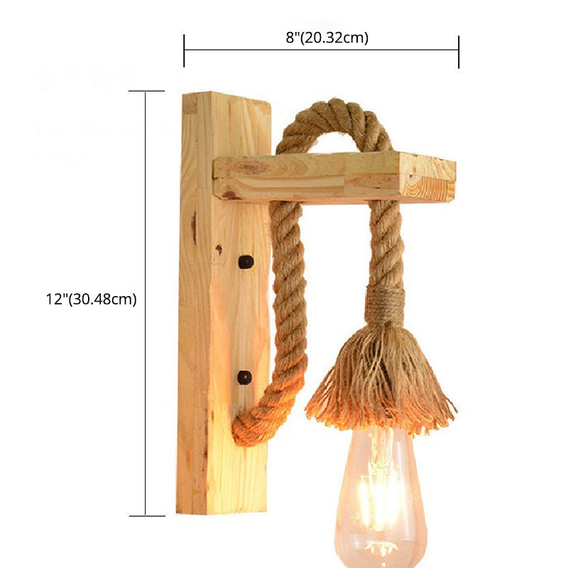 Bare Bulb Wall Sconce 1 Head Industrial Braided Rope Wall Lighting Ideas for Restaurant Corridor