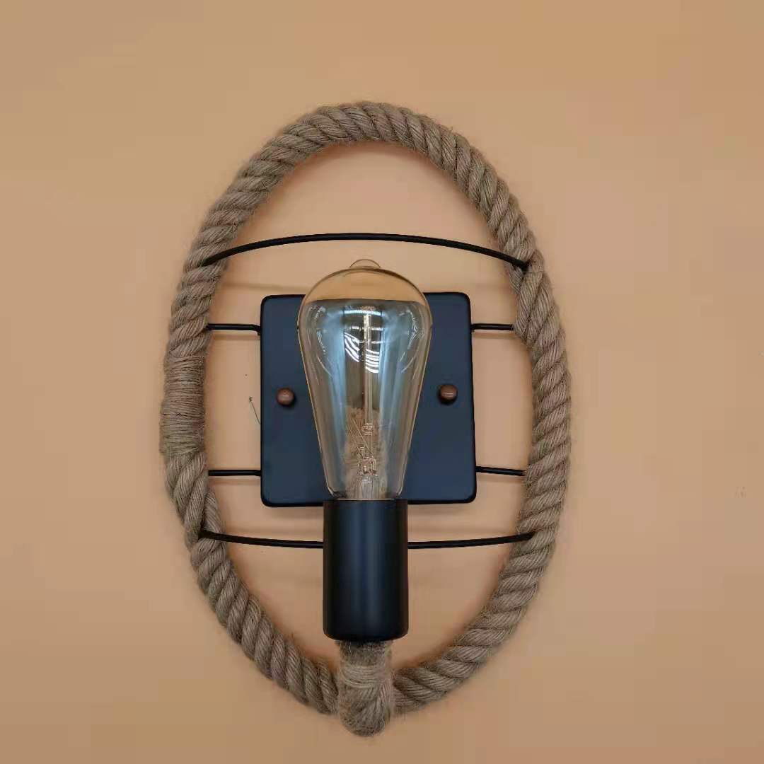 Wagon Wheel Indoor Wall Lighting Lodge Style Wall Mount Light with Rope Shade