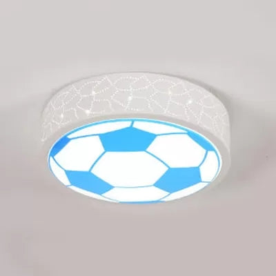Plafoniera da calcio piatta in metallo, camera da letto per bambini, bagno, sport, luce creativa da incasso