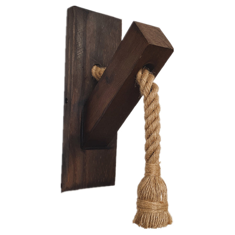 Bare Bulb Rope Wall Sconce Lighting Single Light Wooden Wall Lamp for Bar Restaurant