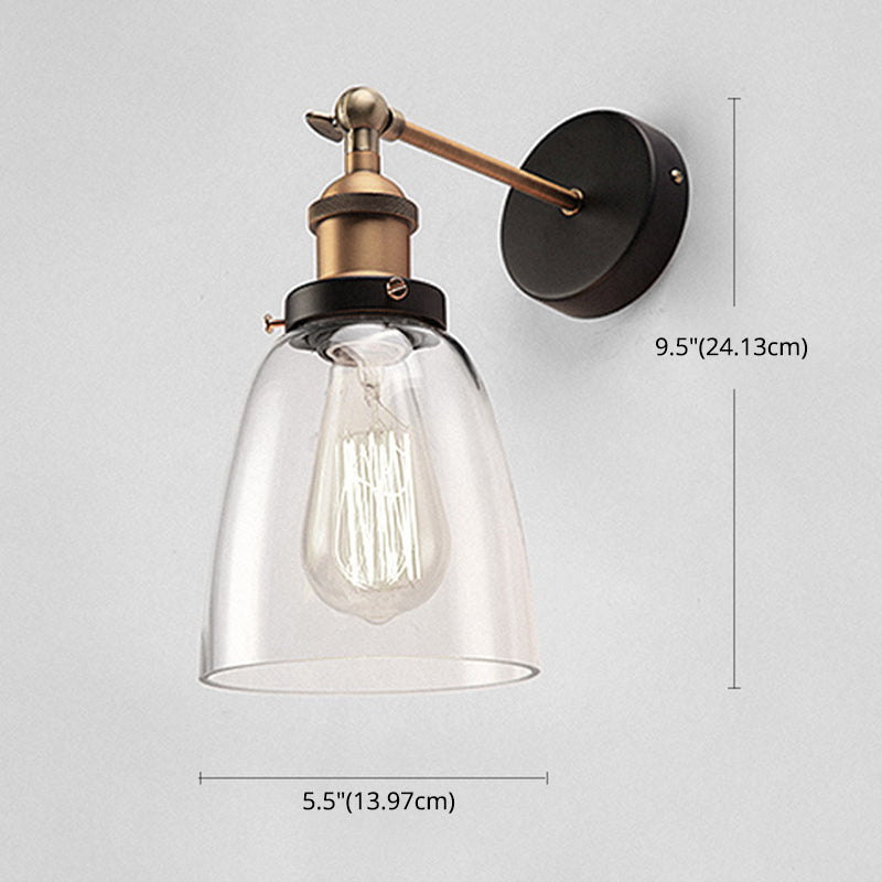 Vintage Industrial Wall Sconce Single Light Sconce Light in Clear Glass Shade