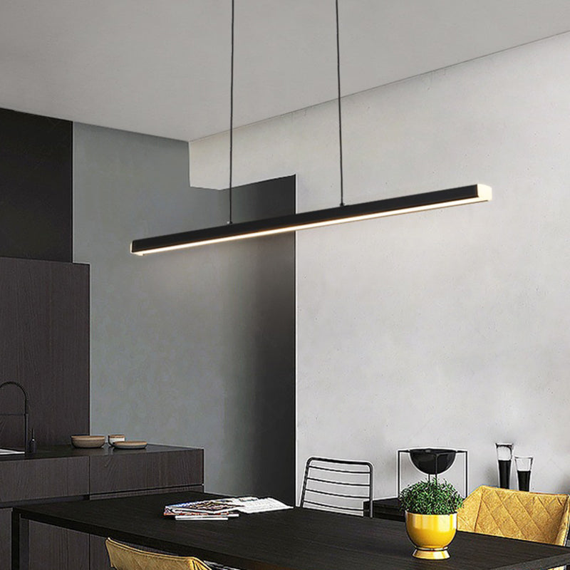 Rectangular Diner LED Suspension Lamp Metal Minimalist Linear Island Light Fixture