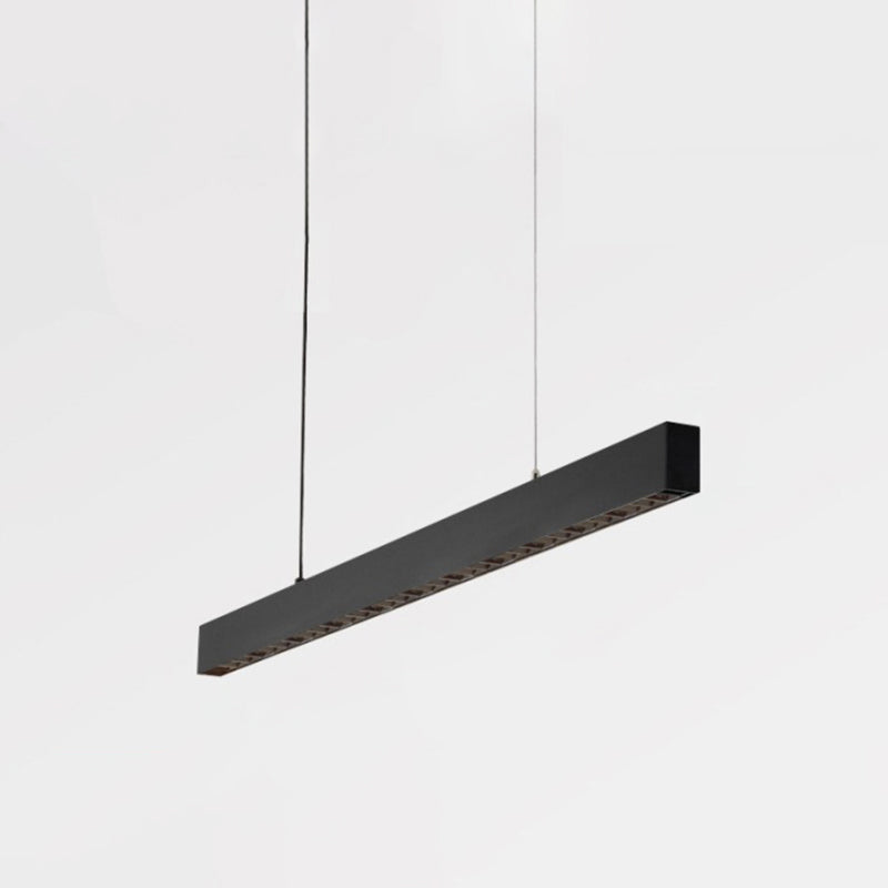 Matte Black Rectangular Island Lighting Simplicity Metal LED Hanging Light for Dining Room