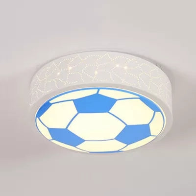 Plafoniera da calcio piatta in metallo, camera da letto per bambini, bagno, sport, luce creativa da incasso