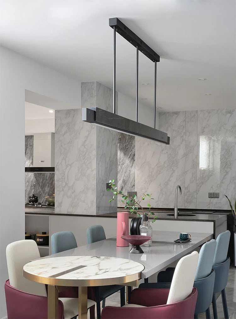 Marble Rectangular Island Light Minimalist LED Suspension Lighting Fixture for Diner