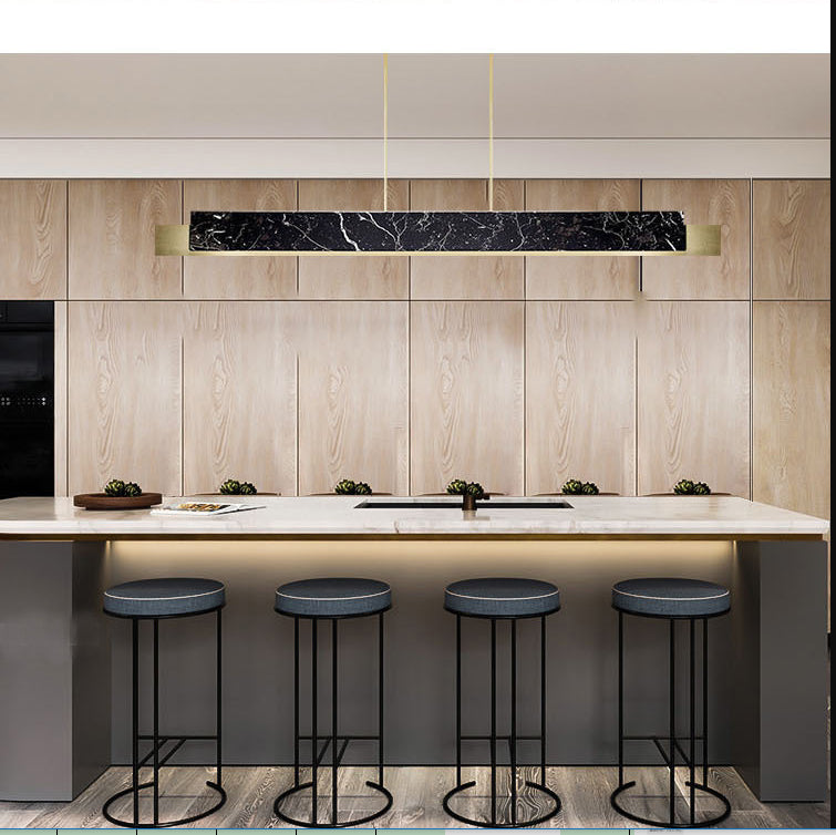 Marble Rectangular Island Light Minimalist LED Suspension Lighting Fixture for Diner