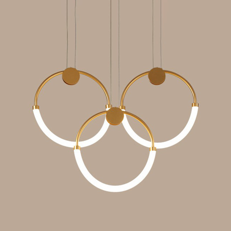 Minimalistic Ring Pendant Lighting Acrylic Living Room LED Island Ceiling Light in Gold