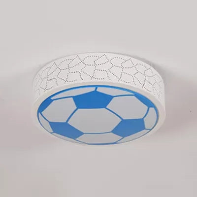 Plafoniera da calcio piatta in metallo, camera da letto per bambini, bagno, sport, luce creativa da incasso