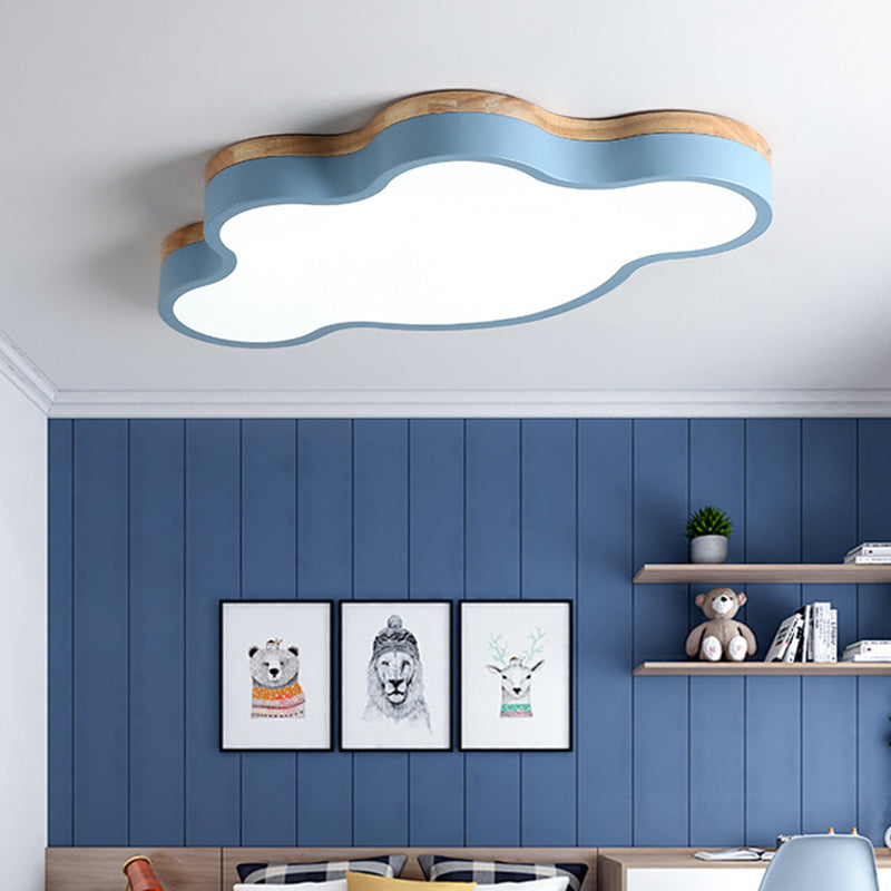 Nordic Style Metal Flush Mount Ceiling Lamp Cloud Shape LED Flush Mount Lighting for Kids Bedroom