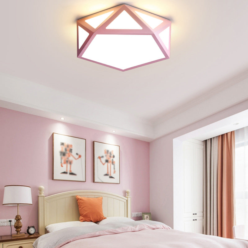 Nordic Style Flush Mount Ceiling Lamp Diamond Shape LED Flush Mount Lighting for Bedroom