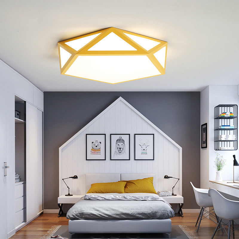 Nordic Style Flush Mount Ceiling Lamp Diamond Shape LED Flush Mount Lighting for Bedroom