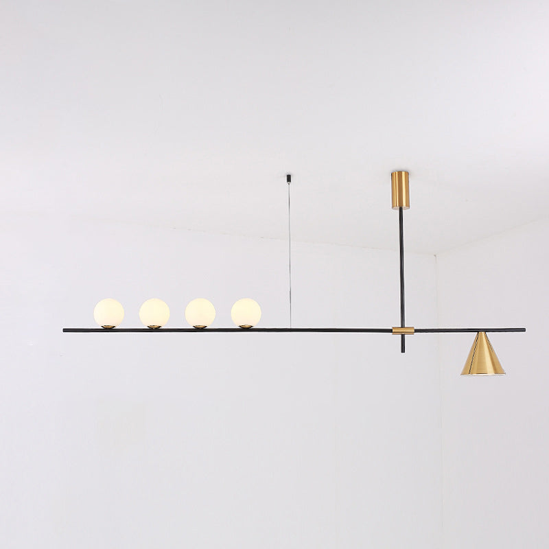 Moderno lampadario il lampadario lineare minimalista lampadario sferico a soffitto in vetro bianco