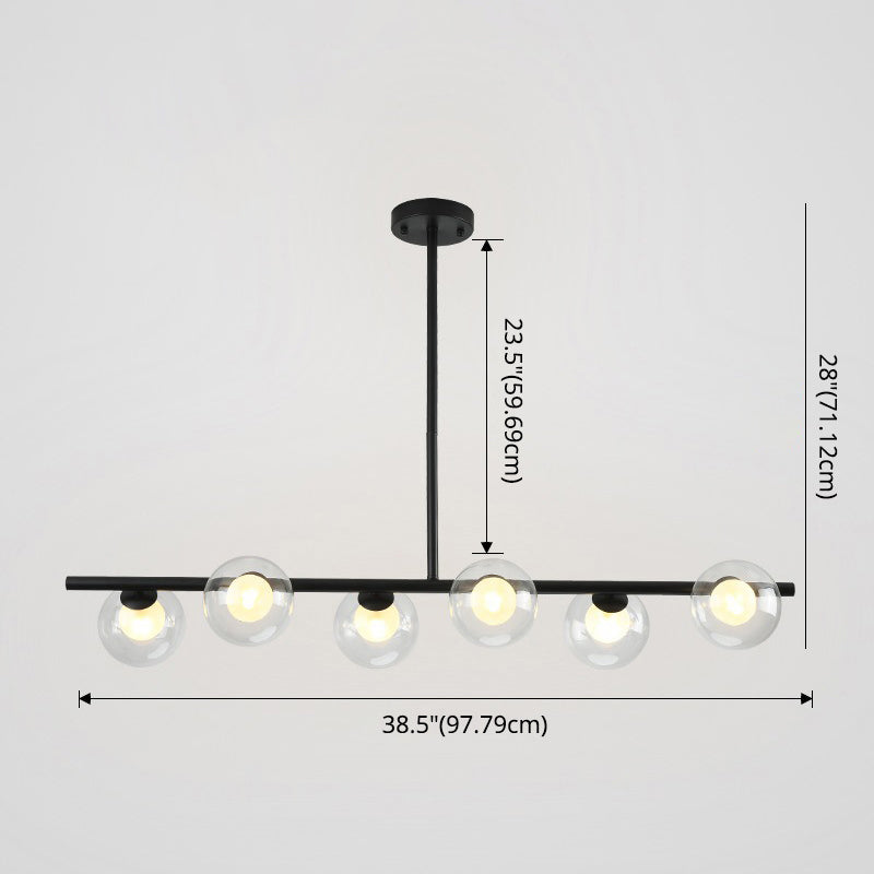 6 Luz de la isla moderna de la isla moderna iluminación esférica de la isla de vidrio transparente luz de techo para mesa de comedor