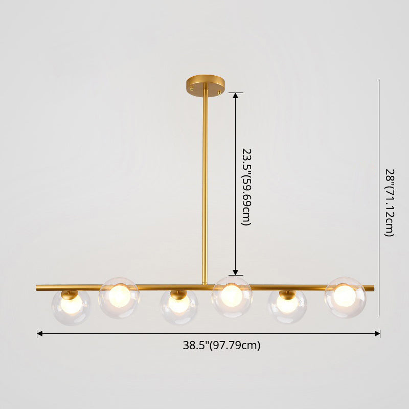 6 Luz de la isla moderna de la isla moderna iluminación esférica de la isla de vidrio transparente luz de techo para mesa de comedor