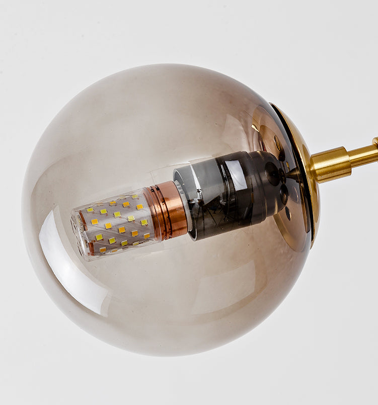 6 Luz de la isla colgante de la isla dorada moderna Luz de techo de la isla de vidrio esférico para mesa de comedor