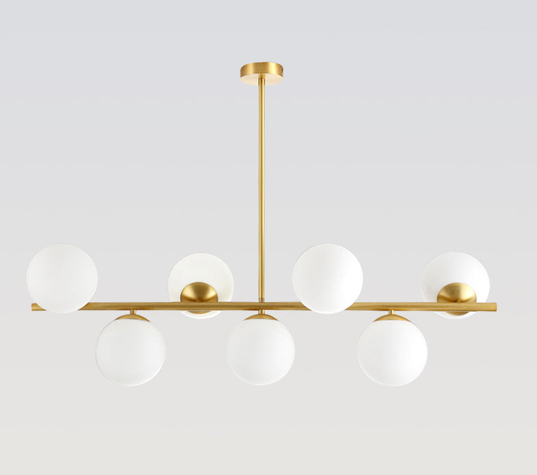 Mid-Century Gold Island Pendant Lighting 7 Light Spherical Glass Island Ceiling Light for Dining Table