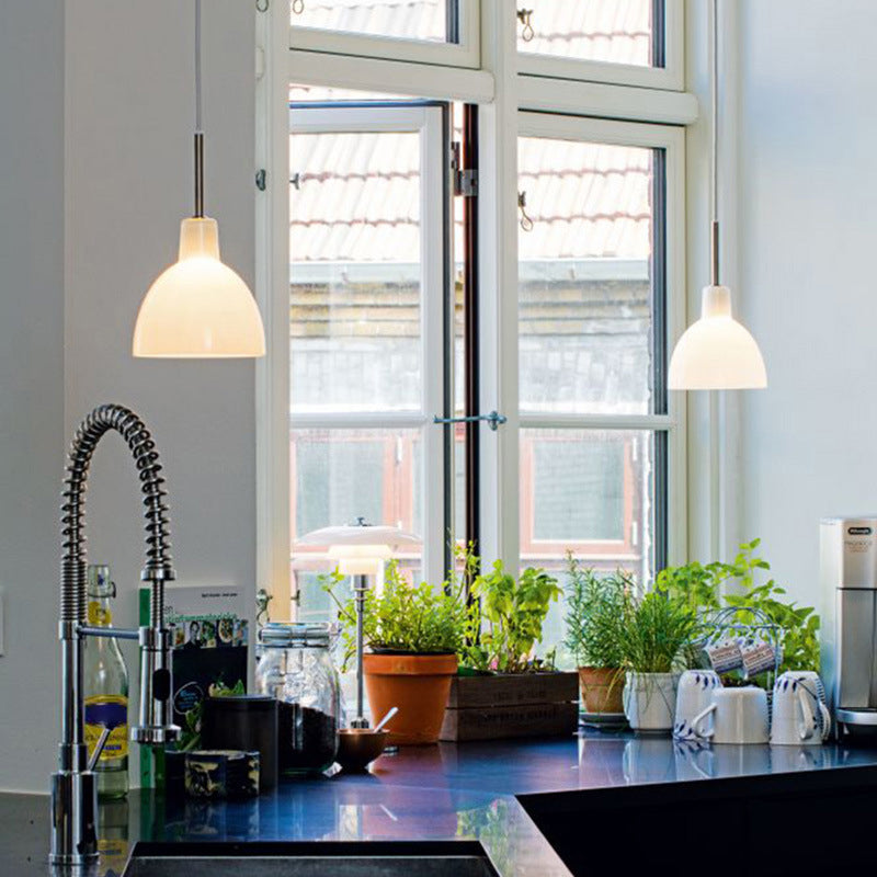 Wit 1 lichte bel hanger lamp Moderne minimalistische glashangende lamp keukengootsteen