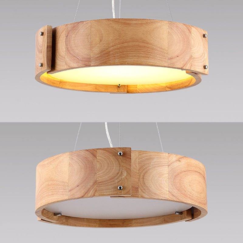 Madera natural 1 luz colgante de luz moderia simple techo de techo de tambor para restaurante para restaurante