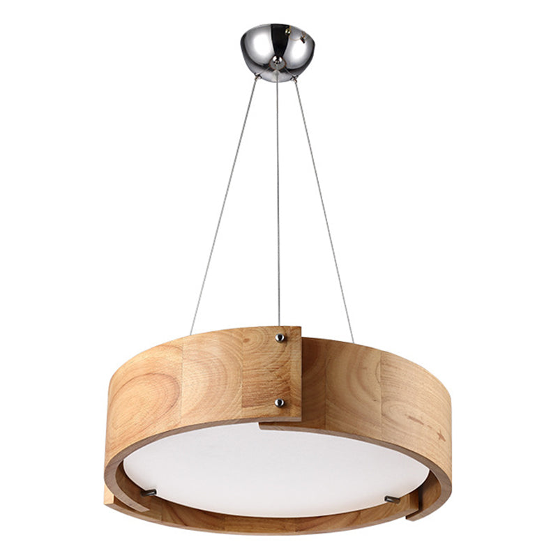 Madera natural 1 luz colgante de luz moderia simple techo de techo de tambor para restaurante para restaurante