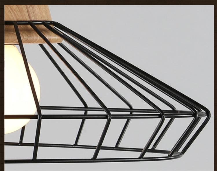 Black Metal 1 Light Pendant Light Industrial Retro Wire Cage Hanging Lamp for Restaurant