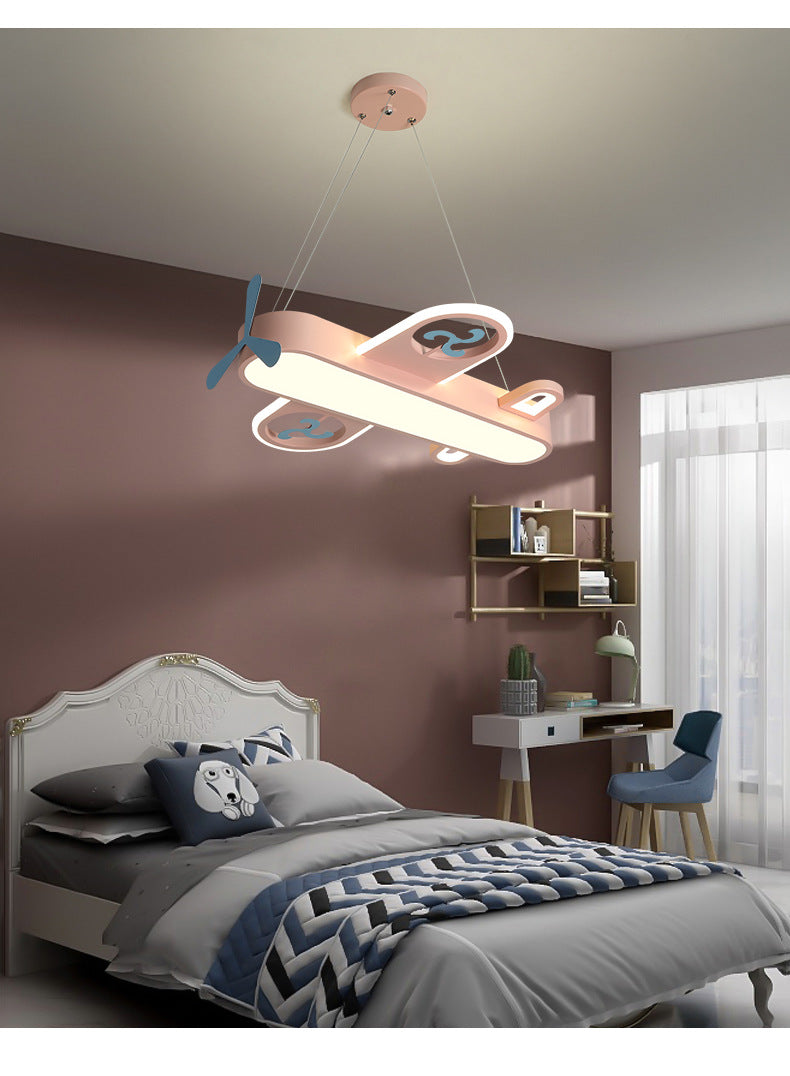 Cartoon Creative Personality Ceiling Pendant Light Metal Aircraft LED Hanging Light for Children Bedroom
