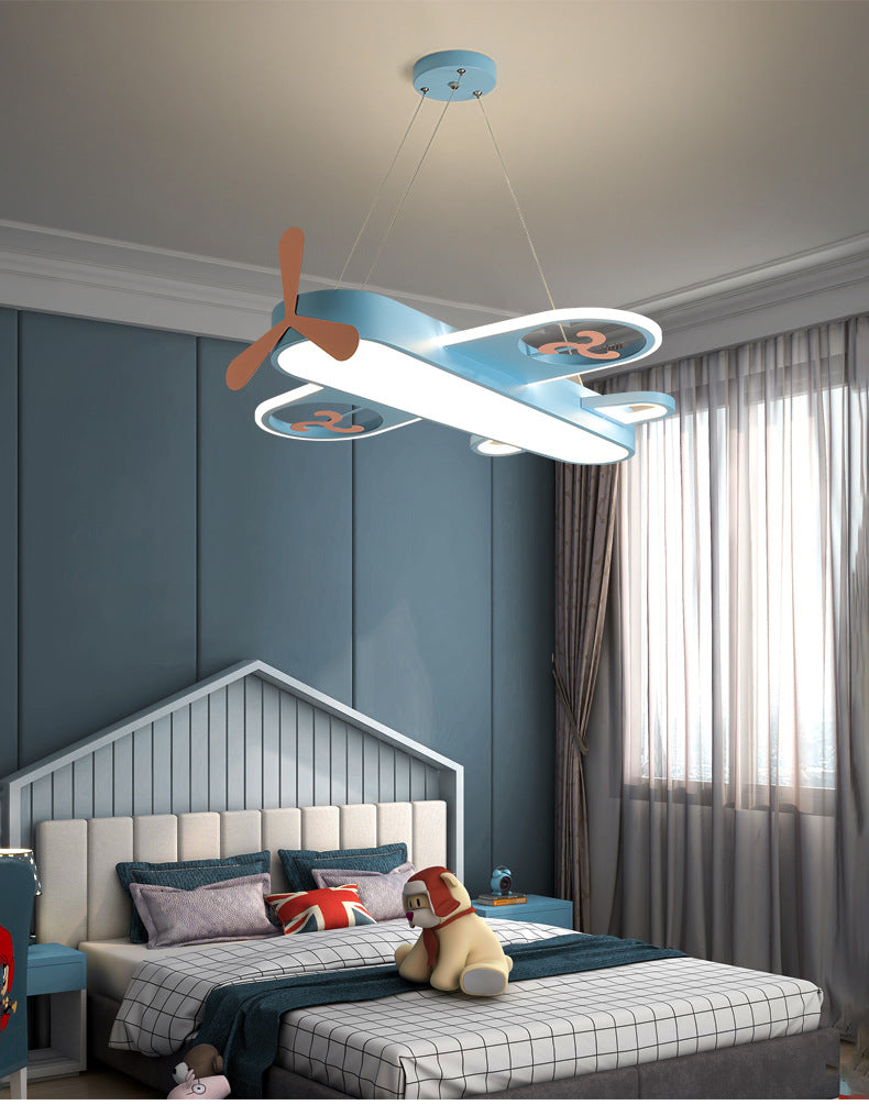 Cartoon Creative Personality Ceiling Pendant Light Metal Aircraft LED Hanging Light for Children Bedroom